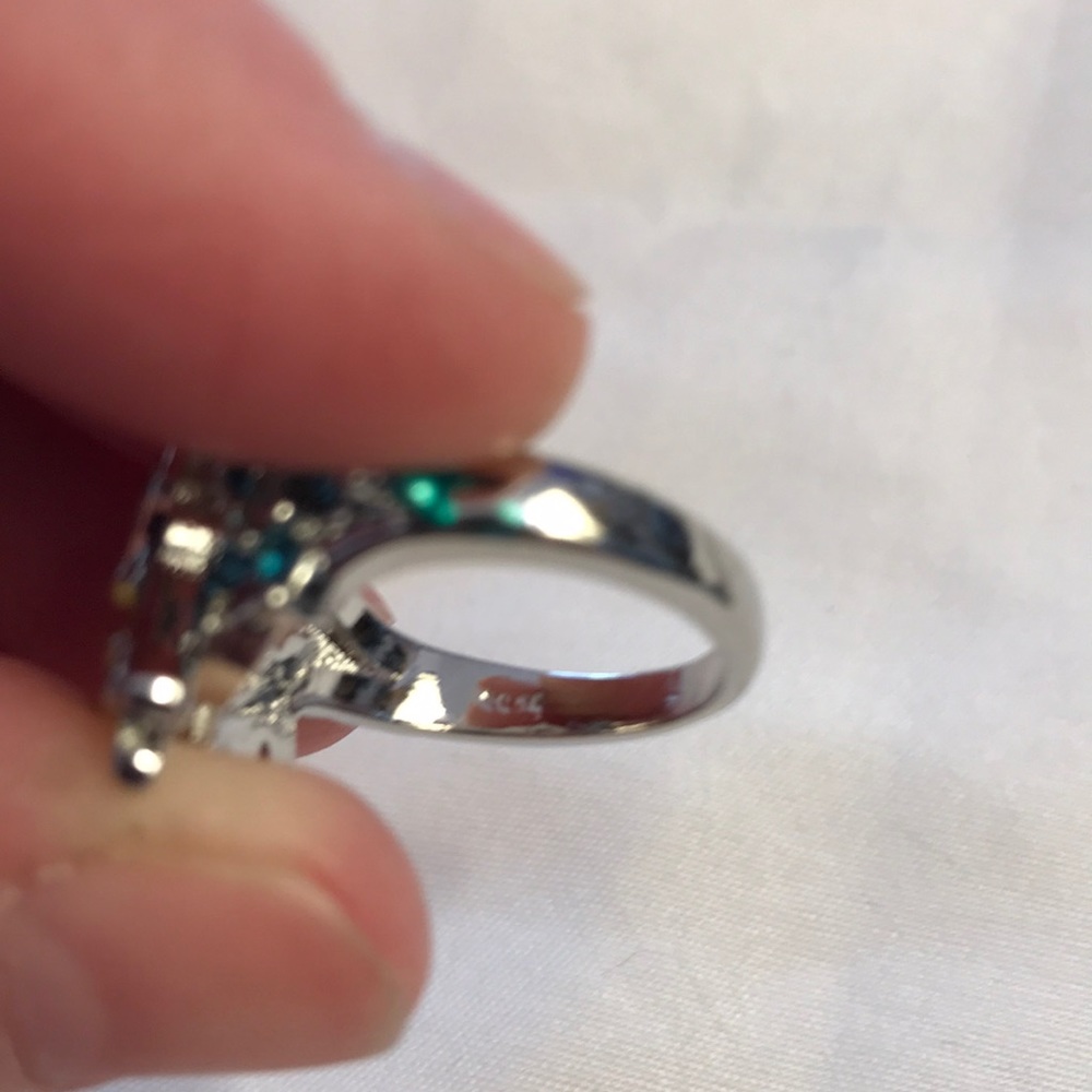 .925 Sterling Silver CZ  Fairy & Flowers Ring - Picture 5 of 7